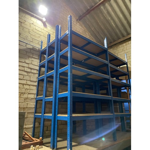 443 - Six bays of blue boltless big dug shelving 6ft. X3ft