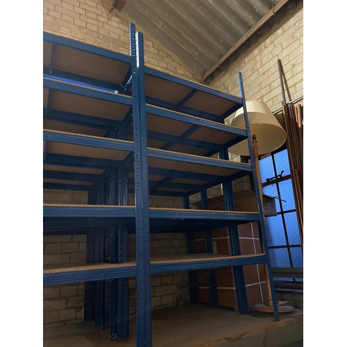 443 - Six bays of blue boltless big dug shelving 6ft. X3ft