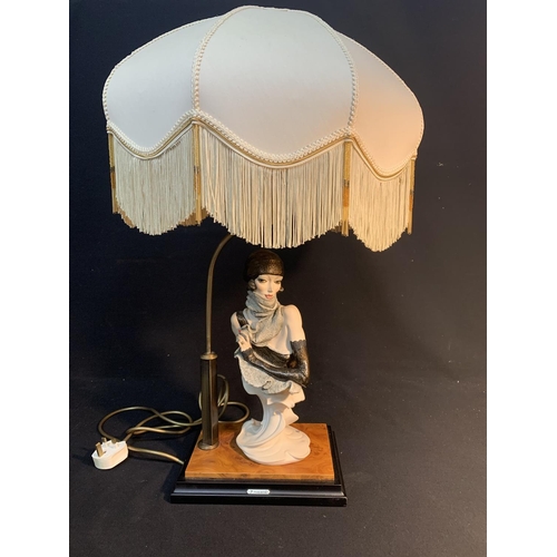 1018 - Florence by Capo Di Monte Deco Lady Figure lamp, overall height 70 cms