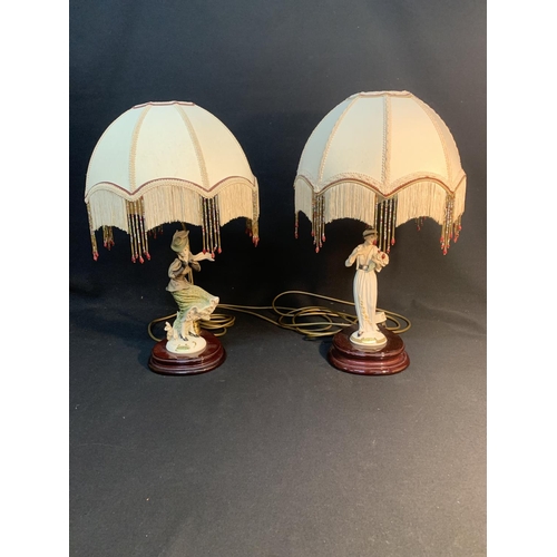 1020 - Two Florence Giuseppe Armani Lady Figure lamps, each height 51 cms (slight chip to one rabbit ear)