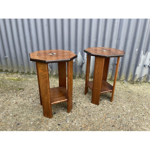 106 - A pair of small art nouveaux inlaid side tables