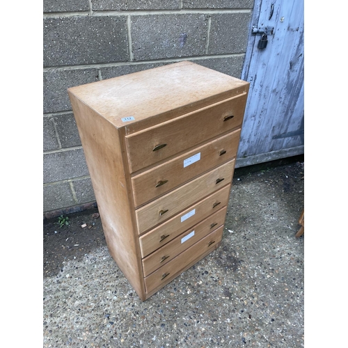 112 - A mid century ply chest of six drawers