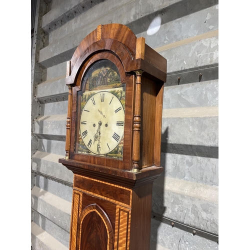 139 - A victorian mahogany long case clock with hand painted dial, marked TURNER