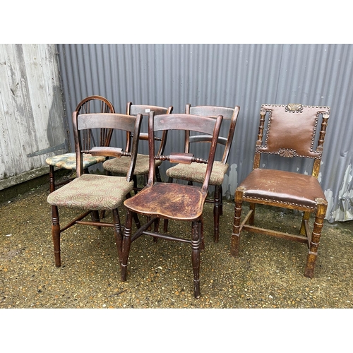 15 - Four Windsor style chairs and two others