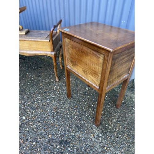 159 - Double piano stool, stool and a sewing box