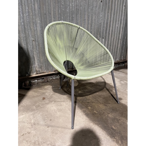 22 - A modern green string seated garden chair