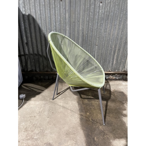 22 - A modern green string seated garden chair