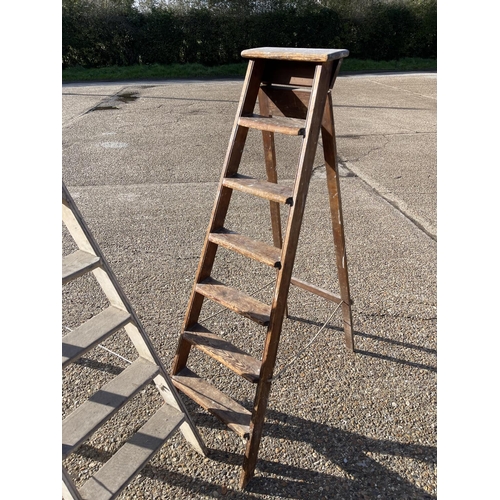 220 - Two vintage wooden step ladders