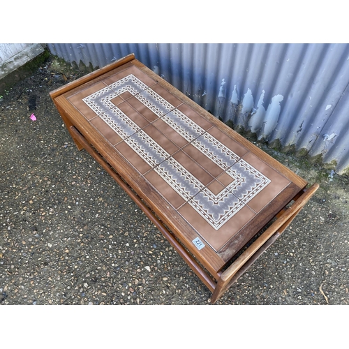 221 - A g plan style teak coffee table with tiled top