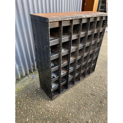 236 - A vintage iron pigeon hole / parts rack unit