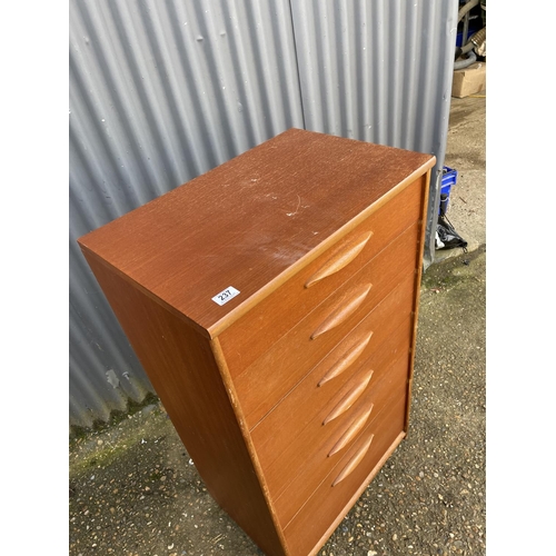 237 - A teak tallboy chest of six drawers