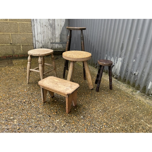 370 - Five vintage milking stools