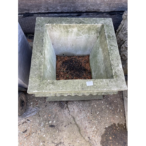 390d - A large square form stone planter 57 square x 44 high