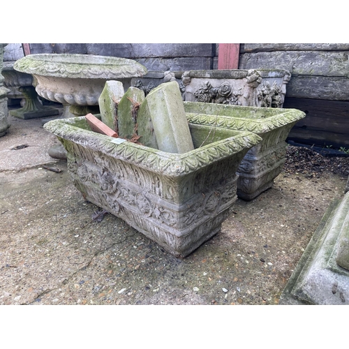 391 - A pair of decorative rectangular stone planters 66x34x30