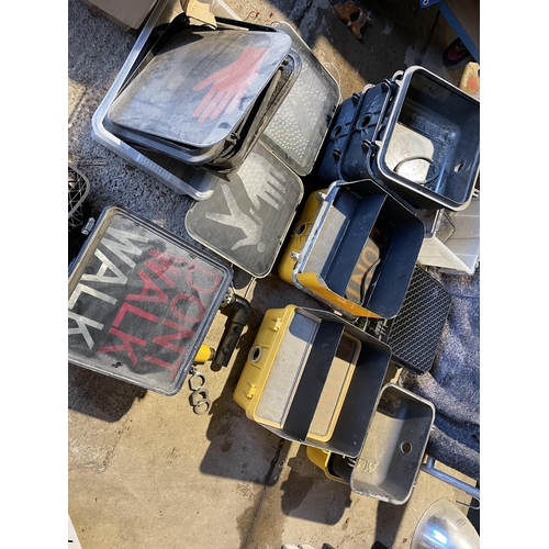 406 - A large collection of American crosswalk signs for repair and reassembley. Various 'don't walk & wal... 