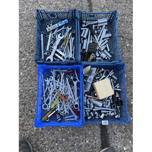 439 - Four trays of spanner's and sockets