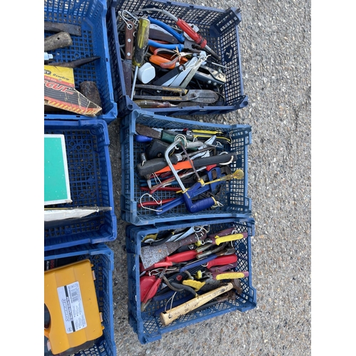 440 - Five trays of hammers, pliers and other tools