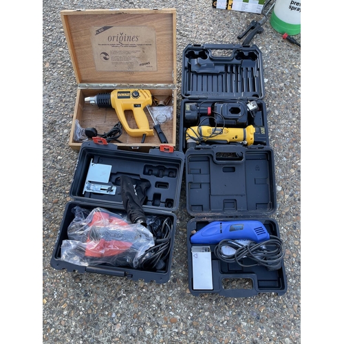 441 - Two dewalt power tools together with boxed black and decker planer and a westfallia tool