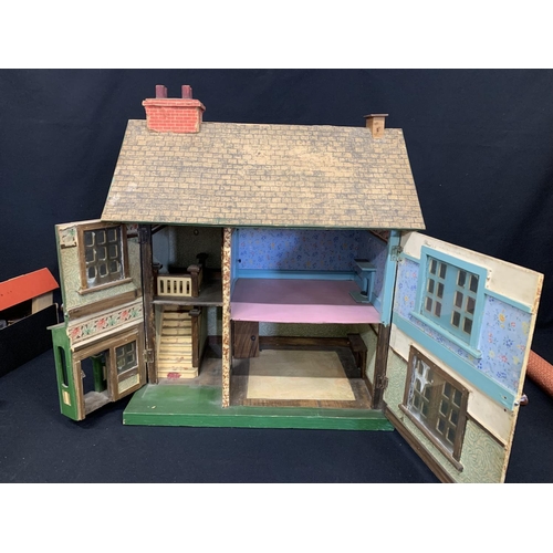 460 - Vintage dolls house and accessories, 52 x 58 x 36cms (3)