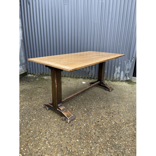 47 - An early 20th century oak refectory style dining table 154x79
