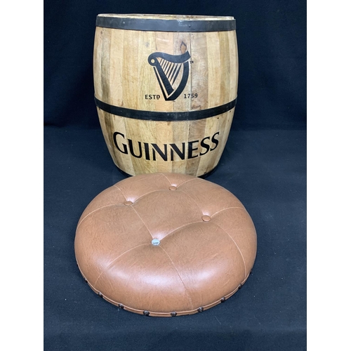 475 - Guinness barrel stool, height 55cms, one button missing to seat