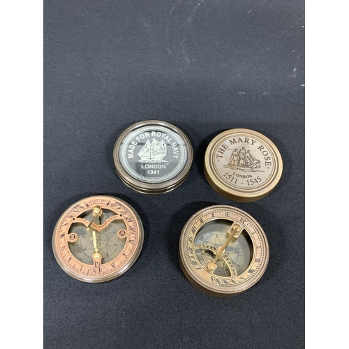 486 - 2 brass Sundial compasses