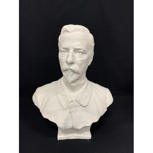 491 - Heavy plaster bust of Edwardian gentleman, height 55cms