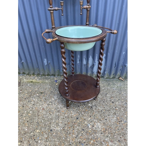 50d - A vintage ships washstand with green enamel bowl