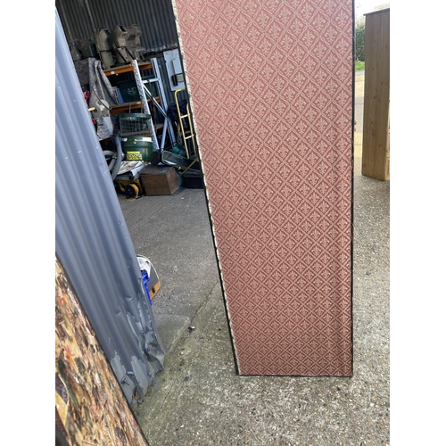50g - A vintage paper mache three section screen (upholstered to the reverse of 2 sections(