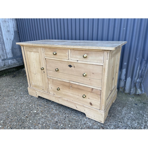 50j - A french pine combination chest of four drawers with cupboard