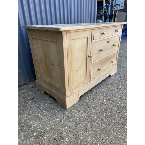 50j - A french pine combination chest of four drawers with cupboard