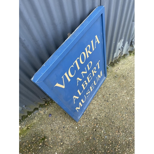 58 - An original blue painted victoria and Albert museum sign 70x94