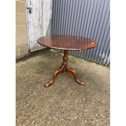 78 - A reproduction oak snap top tripod table by BRIGHTS OF NETTLEBED