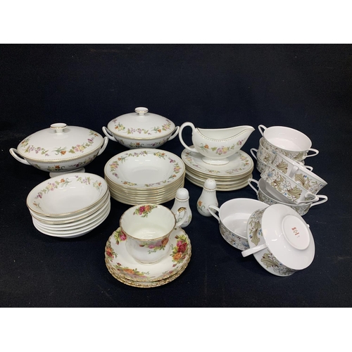 782 - Wedgwood Mirabelle Tureens and dinnerware, Eight Spode Milkwood Soup bowls, Royal Albert Breakfast C... 