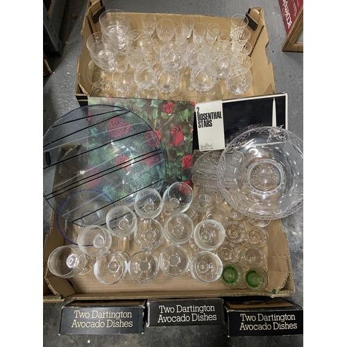 784 - Two trays of drinking glasses and glassware