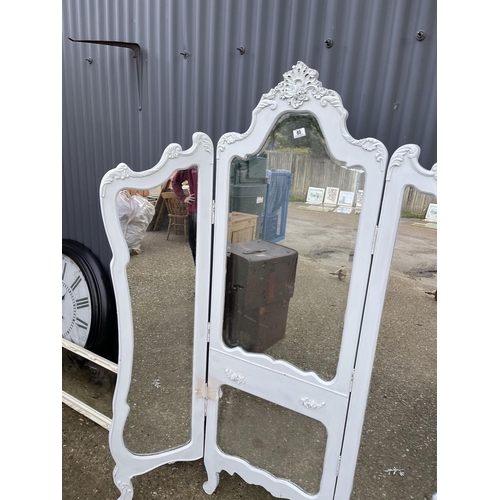 80 - A painted three section dressing mirror