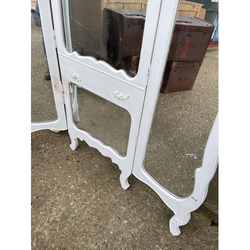 80 - A painted three section dressing mirror