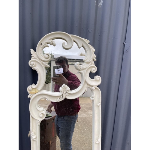 81 - A white painted full length mirror