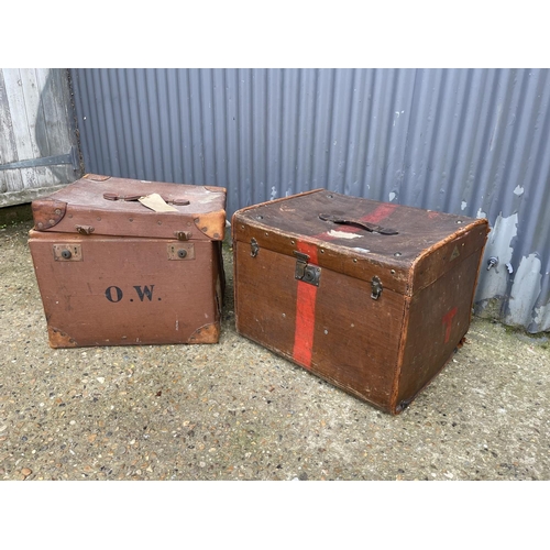 84 - Two square shaped vintage trunks fitted to the interior