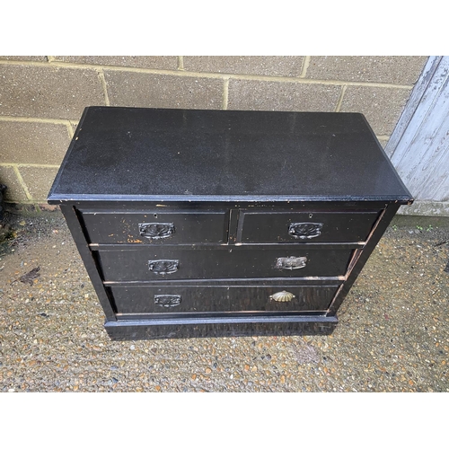 9 - An Edwardian black painted chest of four drawers