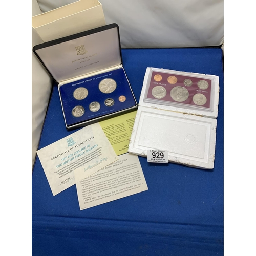 929 - 1976 British Virgin Islands 6 Coin Proof Set and 1972 Cook Islands 7 Coin Proof Set