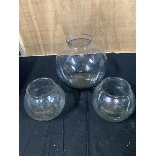 969 - Three glass fish bowls