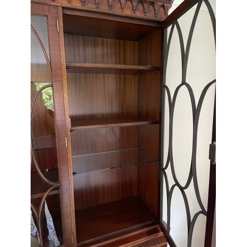 380 - A large reproduction mahogany glazed bookcase cupboard