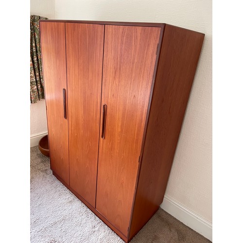 290A - A G plan fresco teak triple wardrobe with fitted interior (currently dismantled, all fittings presen... 