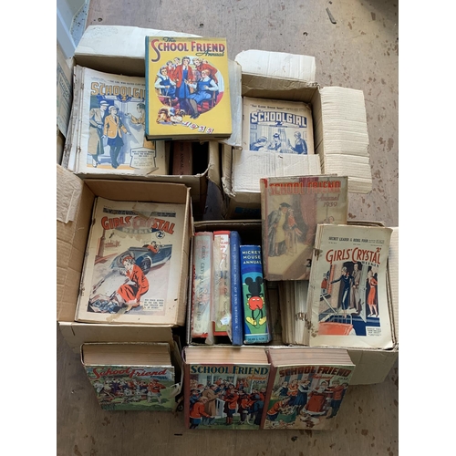 1038 - Four boxes of The Schoolgirl and Girls Crystal magazines and School Friend Annuals all dated from la... 