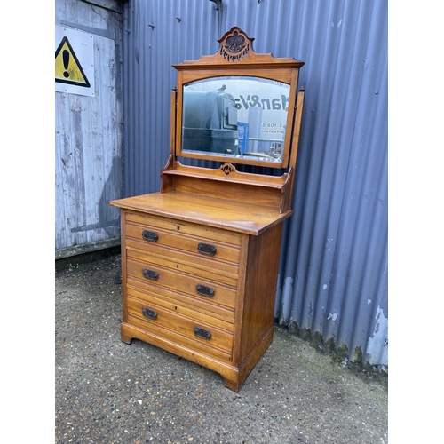 108 - An Edwardian satinwood dressing chest of three drawers 84x54x170