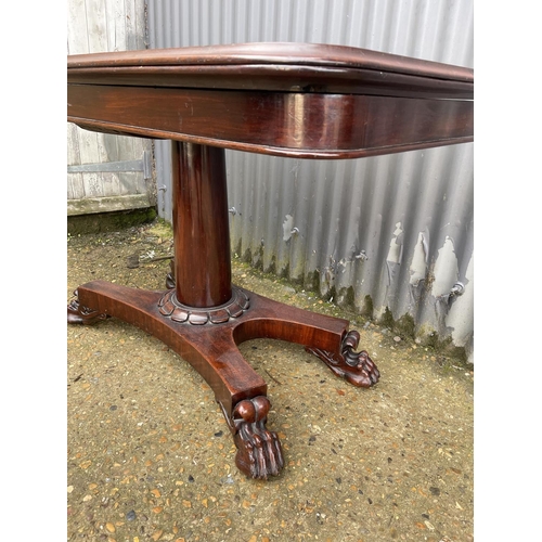 129 - A large victorian mahogany fold over tea table