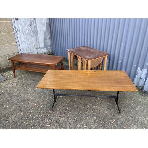 143 - two mid century teak coffee tables together with a teak nest AF