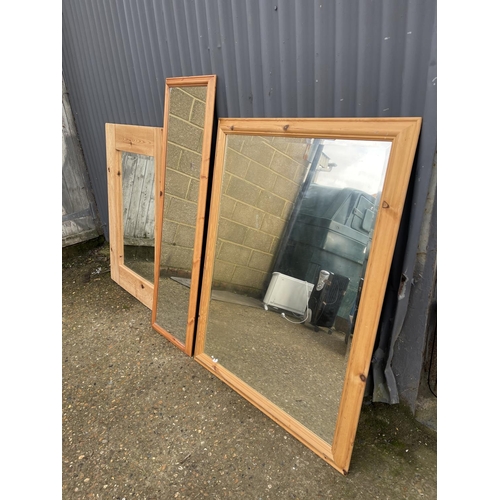 164 - Three large pine framed mirrors