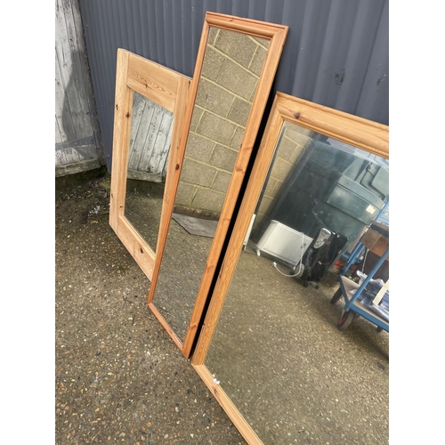 164 - Three large pine framed mirrors